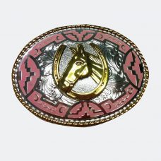 Pink Gold Aztec Horse buckle